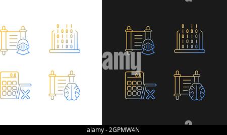 Humanities and applied subjects gradient icons set for dark and light mode Stock Vector