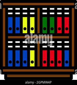 Office Cabinet With Folders Icon Stock Vector