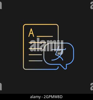 Foreign languages gradient vector icon for dark theme Stock Vector