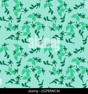 Drawing buds flowers roses. Beautiful floral seamless pattern print. Nature abstract background vector wallpaper. Line art botanical illustration graphic design. Trendy pastel green, mint colors paint Stock Vector
