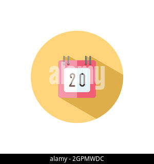 Calendar. Diary date. Flat icon in a circle. Commerce vector illustration Stock Vector