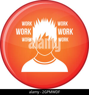 Man and work words icon, flat style Stock Vector