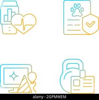 Motivating employees gradient linear vector icons set Stock Vector
