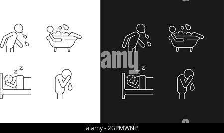 Human actions linear icons set for dark and light mode Stock Vector