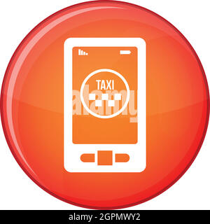 Taxi app in phone icon, flat style Stock Vector