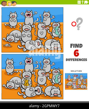 differences game with cartoon cats animal characters Stock Vector Image ...