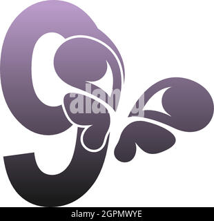 Number 9 with butterfly icon logo design vector Stock Vector