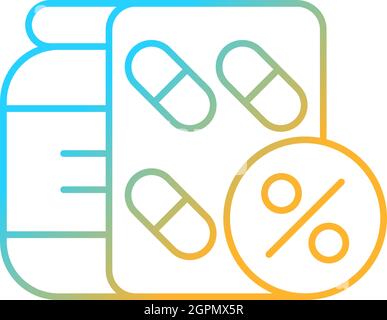 Reduced prescription drug cost gradient linear vector icon Stock Vector