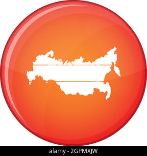 Russia flag map icon, flat style, Stock vector