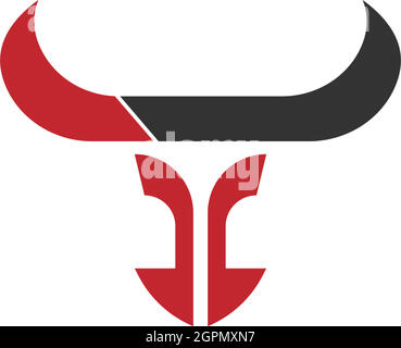 Bull icon logo, buffalo head icon logo design vector Stock Vector