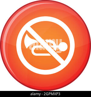 No horn traffic sign icon, flat style Stock Vector