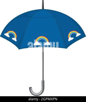 Blue umbrella with rainbow pattern illustration Stock Vector