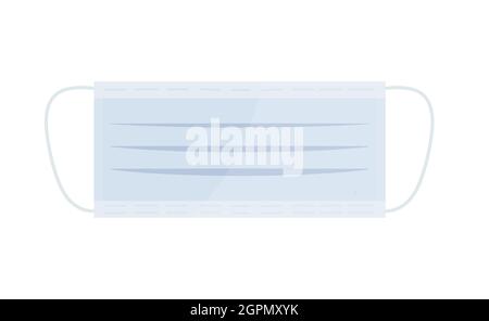 Face blue mask, medical protection against virus and dust allergen vector illustration. Realistic protective hygiene mask to care, protect health isolated on white Stock Vector
