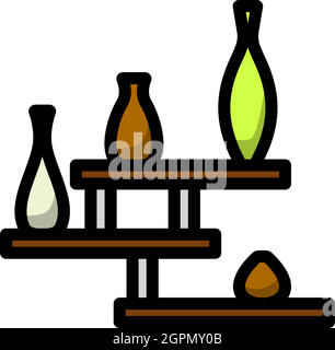 Wall Bookshelf Icon Stock Vector