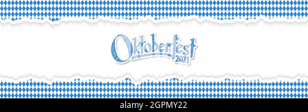 Oktoberfest 2021 background with ripped paper Stock Vector