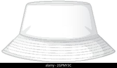 Front of basic white bucket hat isolated illustration Stock Vector