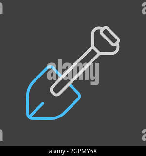 Camping shovel for expedition icon vector on dark background Stock Vector