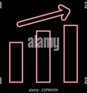 Neon growth chart the red color vector illustration flat style image Stock Vector