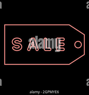 Neon label sale the red color vector illustration flat style image Stock Vector