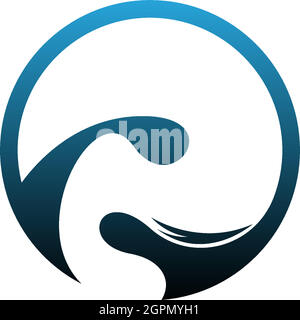 Wave icon logo simple design template vector Stock Vector