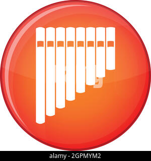 Pan flute icon, flat style Stock Vector