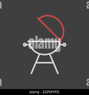Grill barbeque cookout vector icon on dark background Stock Vector