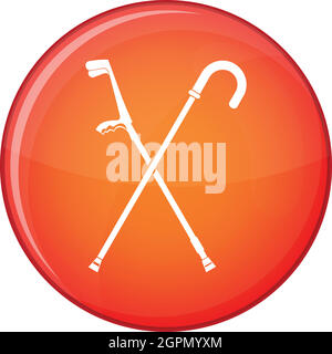 Walking cane icon, flat style Stock Vector