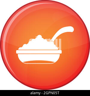 Bowl of caviar with spoon icon, flat style Stock Vector