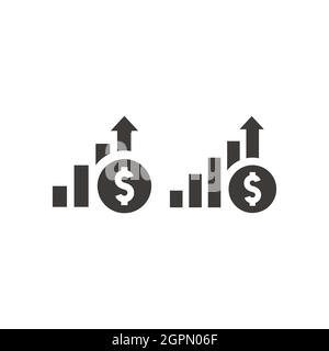 Business growth with dollar coin and arrow graphic Stock Vector