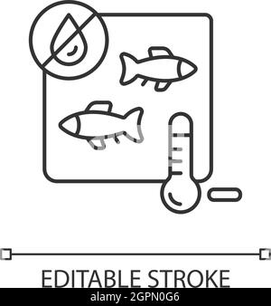 Freeze drying fish linear icon Stock Vector