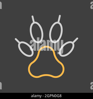 Predatory paw vector icon on dark background. Pet animal sign Stock Vector