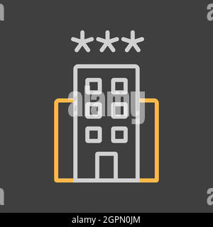 Three star hotel vector icon on dark background Stock Vector