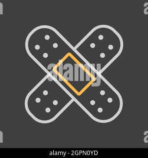 Adhesive plaster vector icon on dark background. Medical sign Stock Vector