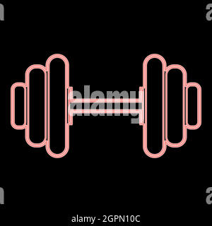 Neon dumbbell the red color vector illustration flat style image Stock Vector