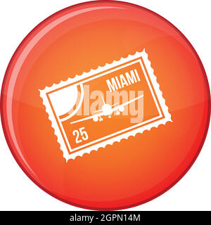 Stamp with plane and text Miami inside icon Stock Vector