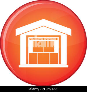 Warehouse building icon, flat style Stock Vector