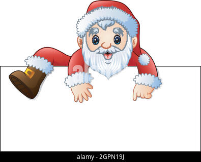 Cartoon santa claus with a blank sign Stock Vector