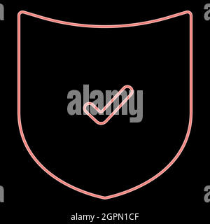 Neon shield the red color vector illustration flat style image Stock Vector