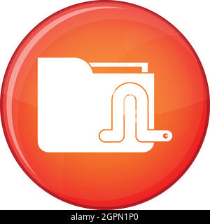 Computer worm icon, flat style Stock Vector