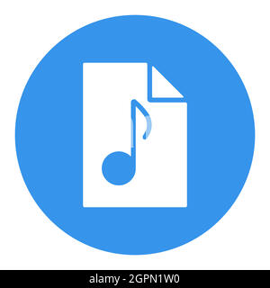 Music file vector flat white glyph icon Stock Vector