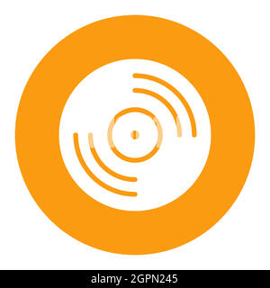 Vinyl record, lp record vector white glyph icon Stock Vector