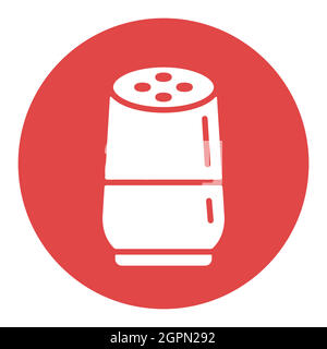 Smart home speaker with virtual assistant white glyph icon Stock Vector
