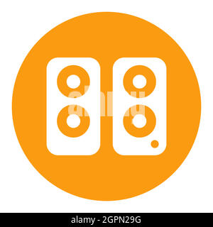 Two acoustic speaker vector flat white glyph icon Stock Vector