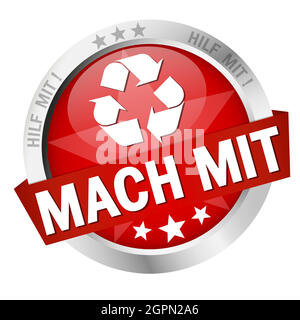 Button with Banner take part (in german) Stock Vector