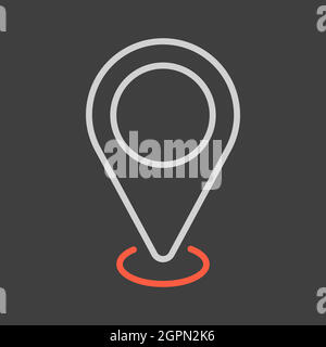 Pin map icon on dark background. Map pointer. Map markers Stock Vector
