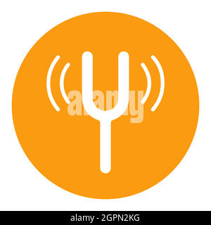 Tuning fork vector flat white glyph icon Stock Vector