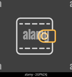 Billfold wallet isolated vector icon on dark background Stock Vector
