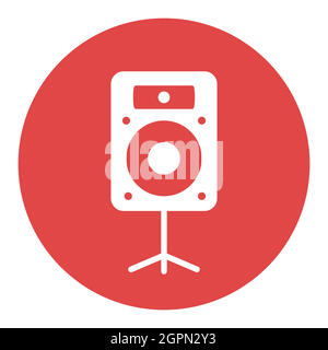 Acoustic speaker vector white glyph icon. Music column Stock Vector