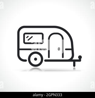 caravan trailer thin line icon Stock Vector