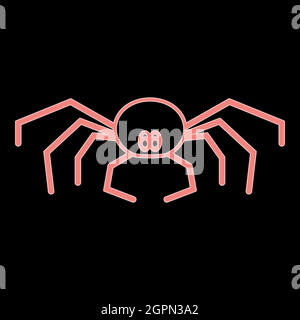Neon spider the red color vector illustration flat style image Stock Vector